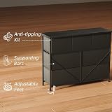 CAIYUN 7-Drawer Chest of Drawers Fabric Storage Tall Black Bedroom view 6