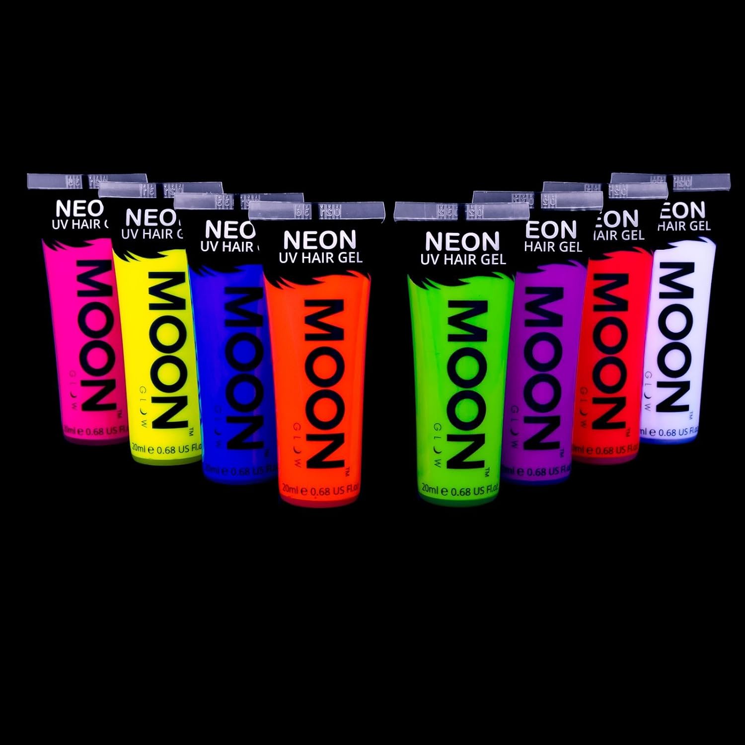 Moon Glow Neon Hair Gel - 20ml UV Hair Dye - Temporary Wash Out Hair Colour Dye - Set of 8, 20 ml (Pack of 8) - Image 3