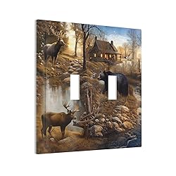 Wpshijia Bear Moose Lodge Woodland 2 Gang Light