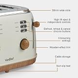 VonShef Fika Kettle & Toaster Set Nordic Cream Wood 1.7L 3000W 4-Slice view 7