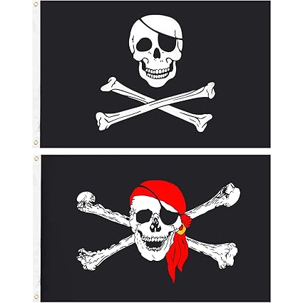 Tatuo 2 Pieces Pirate Flag Jolly Roger Skull Pirate Flag