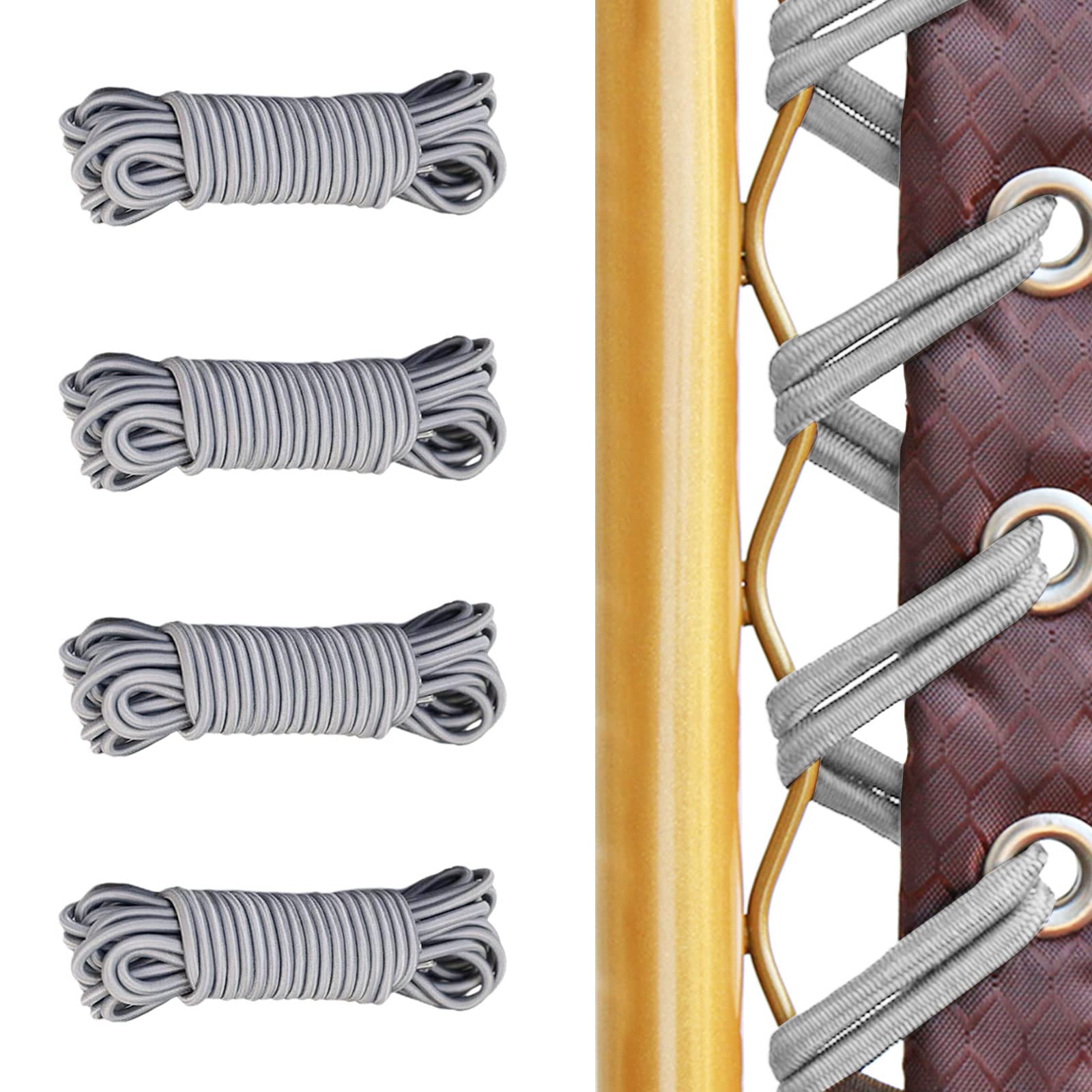 MIVAIUN 4 Pieces Replacement Cords for Zero Gravity Chair, Replacement Elastic Cord for Sun Lounger, Repair Tool Kit for Sun Loungers, Garden Chairs, Outdoor Recliners, Bungee Chairs (4 pcs)