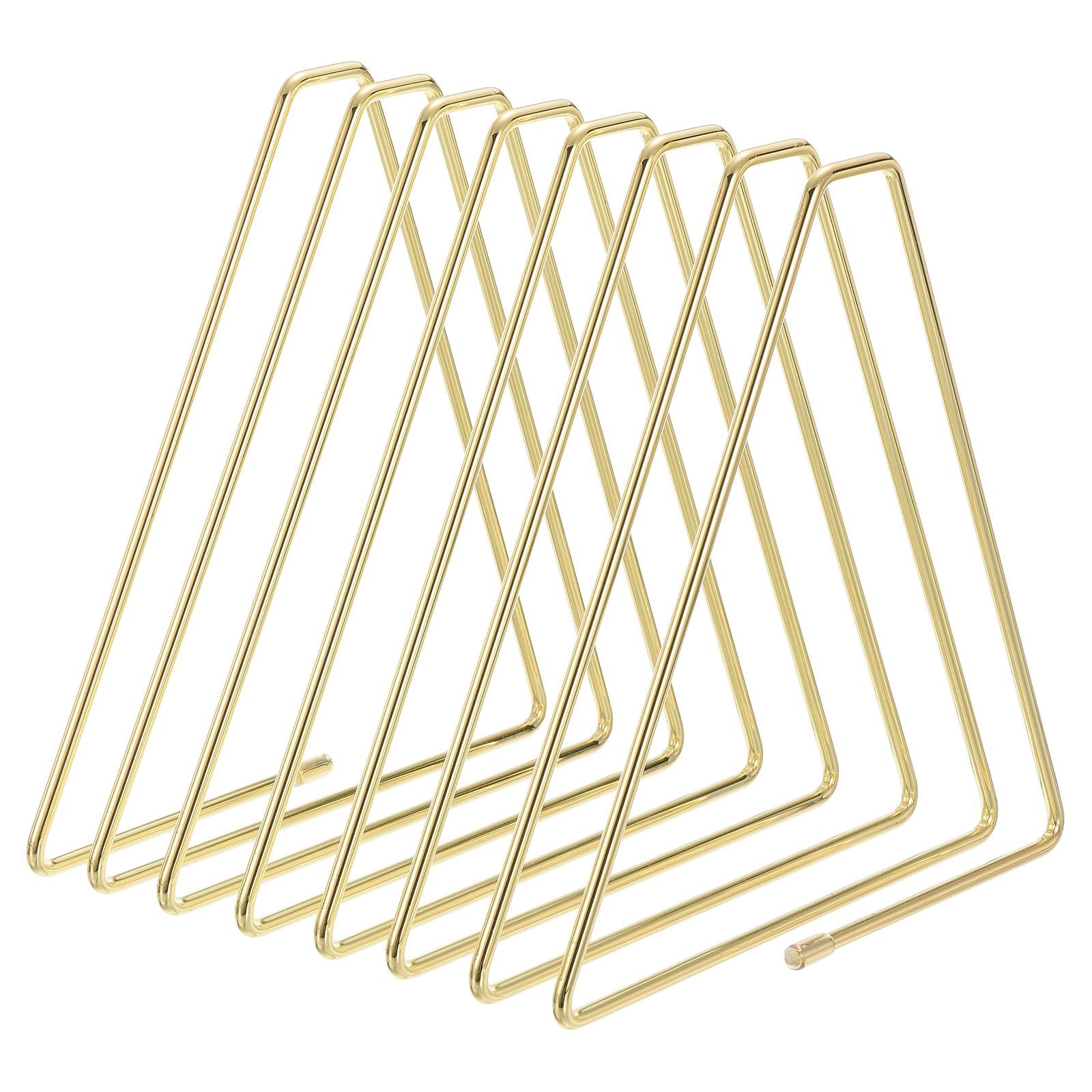 PATIKIL Triangle Desktop Holder Rack, 7 Slots Metal Wire Stand for Vinyl Record Album Magazine Book File Organizer, Golden Tone