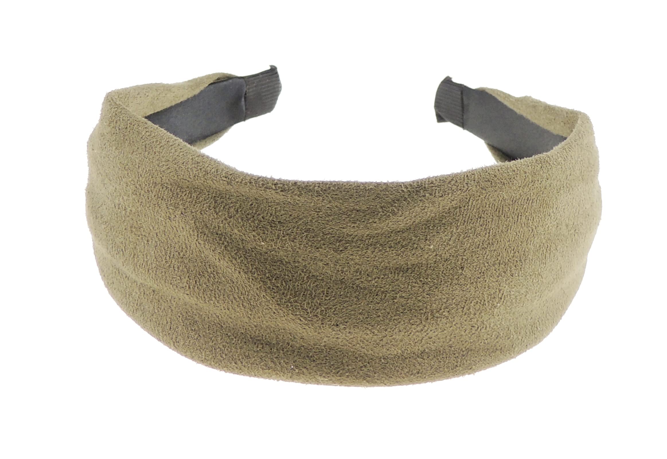 Ladies Wide Draped Suede Look Colour Headband Alice Band New (Khaki)
