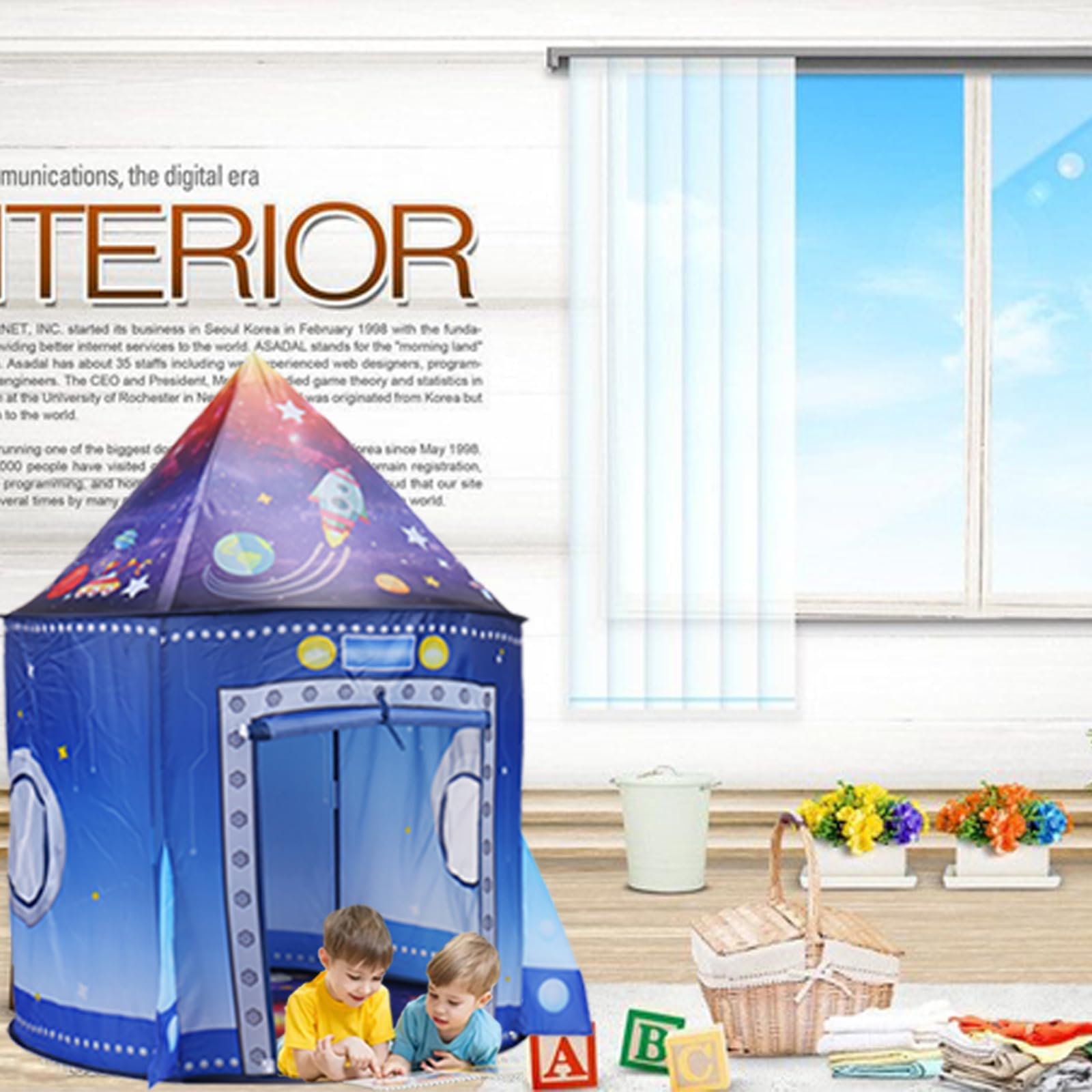 Rocket Ship Tent for Kids Pop-Up Rocket Play Tent Astronaut Space Tent Playhouse for Boys & Girls