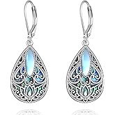 Dragonfly Filigree Earrings Sterling Silver Teardrop Abalone Shell Drop Dangle Earrings Filigree Leverback Earrings Jewelry