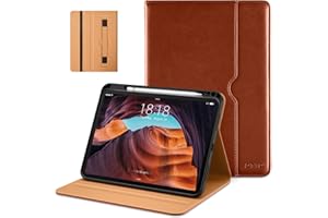 DTTO for iPad 10th Generation Case 10.9 Inch 2022, Premium Leather Business Folio Stand Cover with Pencil Holder - Auto Wake/Sleep and Multiple Viewing Angles, Brown