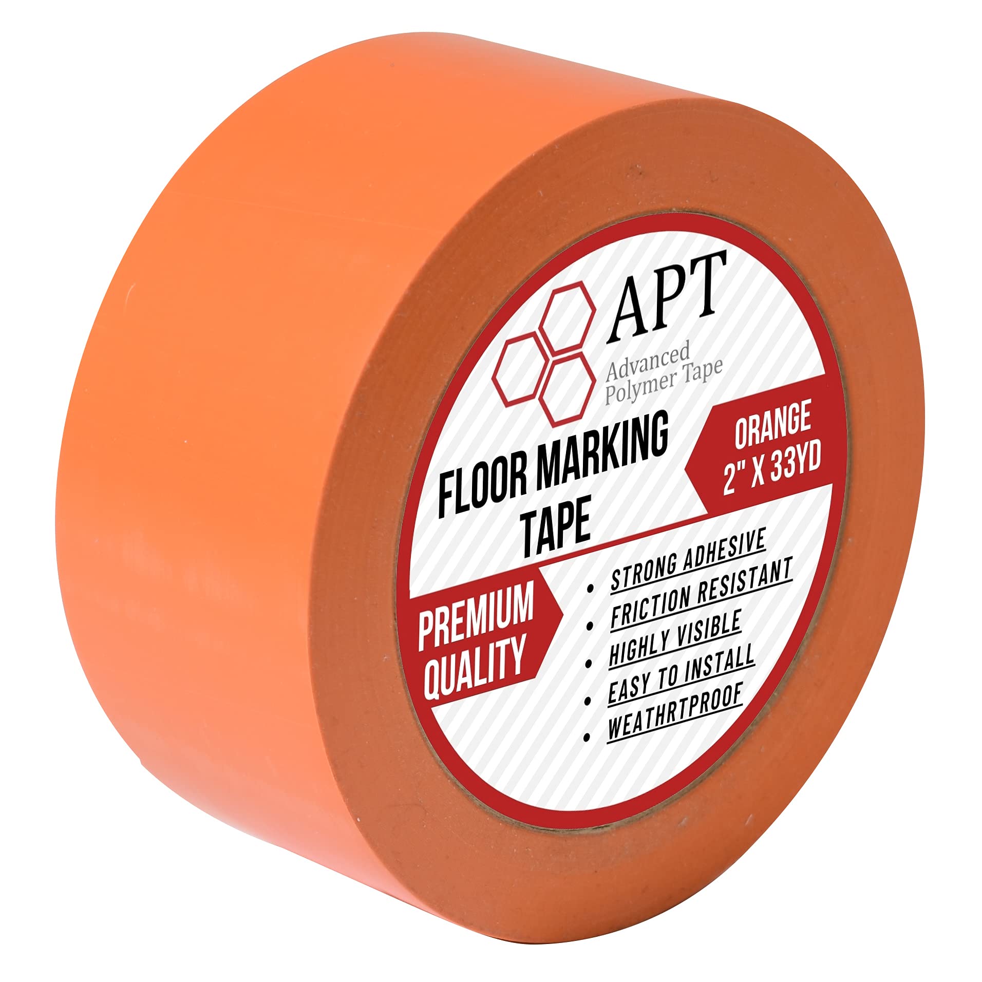 APT, PVC Marking Tape, Premium Vinyl Safety Marking and Dance Floor Splicing Tape, 6 mil Thick,51mmx30M, Mulit-Color (Orange, 1 Roll)