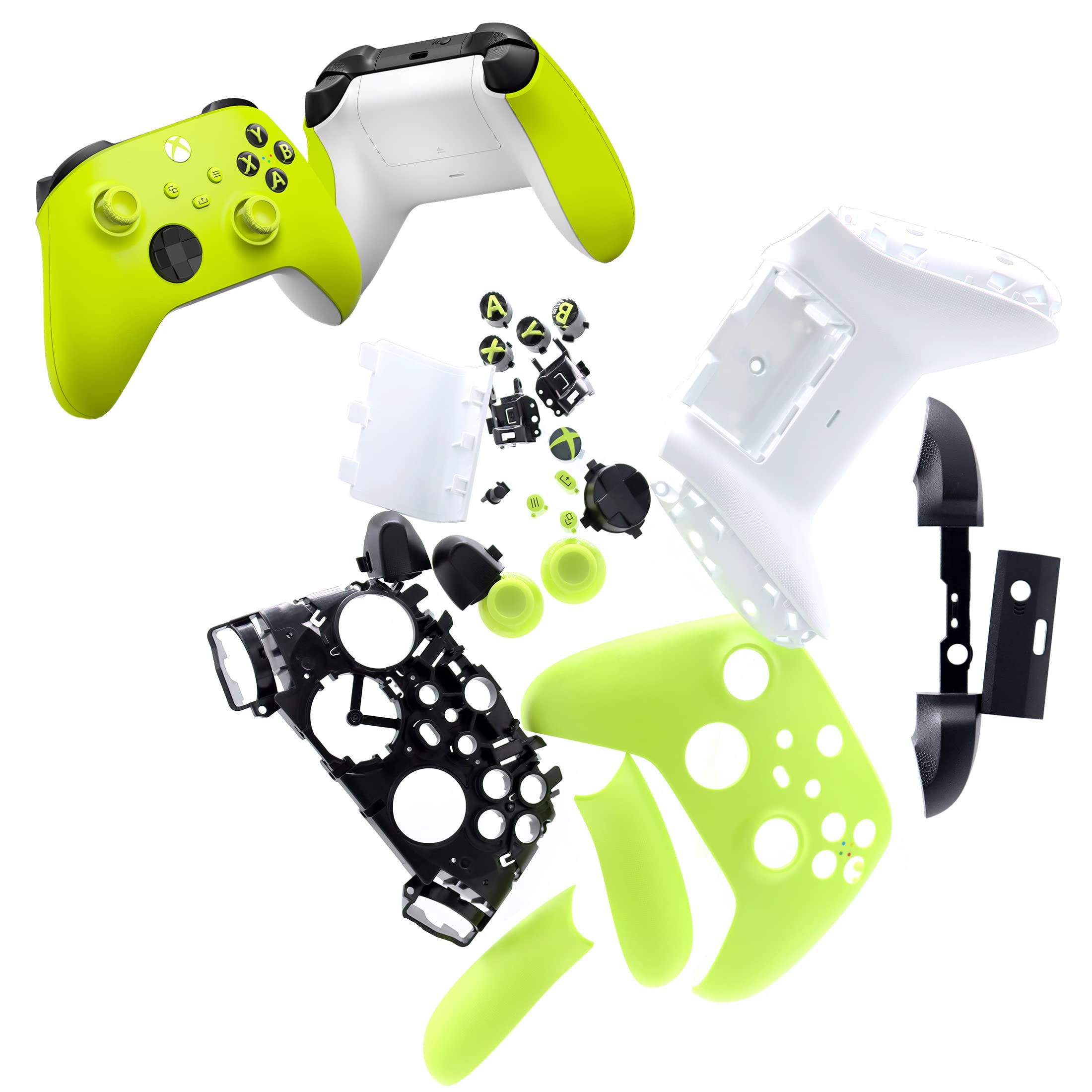 Deal4GO FULL Housing Shell kit Complete Repair Buttons Trigger Thumbsticks replacement for X BOX Series S & X BOX Series X Controller #1914 (Electric Volt)