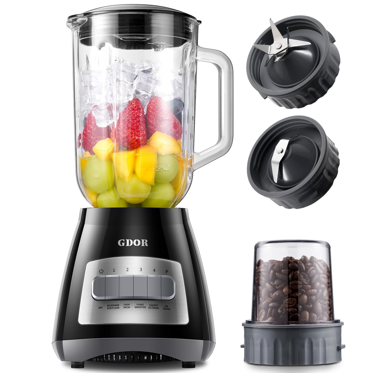 Photo 1 of (does not power on)(sold for parts) GDOR Blenders for Smoothies, 52 Oz Glass Jar Smoothie Blender, Countertop Blender & Grinder Combo