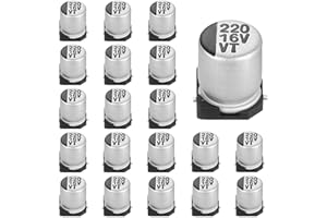MECCANIXITY 220uF 16V Aluminum Electrolytic Capacitors, Low Impedance Surface Mount Device Electrolytic Capacitor for TV Comp