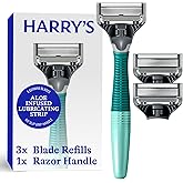 Harry's Original Handle - Men's Shaving Kit for Daily Use - Men's Razor & 3 Razor Blade Refills - 5 Sharp Blades - Lubricatio