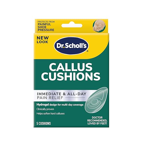 DR. SCHOLL’S CALLUS CUSHIONS WITH HYDROGEL TECHNOLOGY, 5 CT // CUSHIONING PROTECTION AGAINST SHOE PRESSURE AND FRICTION THAT FITS EASILY IN ANY SHOE FOR IMMEDIATE AND ALL-DAY PAIN RELIEF