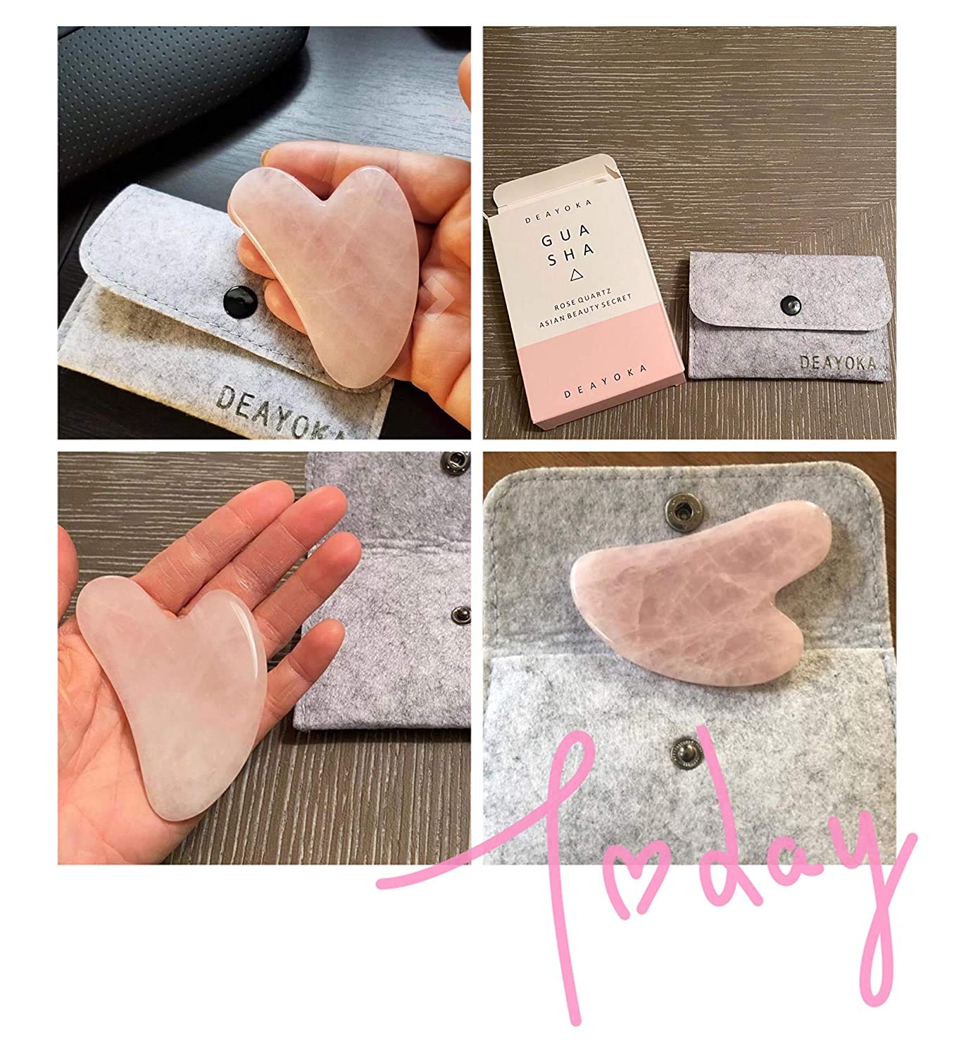 DEAYOKA Rose Quartz Guasha Tool - Asian Beauty Secret, For Facial Microcirculation/Removes Toxins/Prevents Wrinkles/Boost Radiance of Complexion - 100% Authentic & Genuine Rose Quartz: Beauty