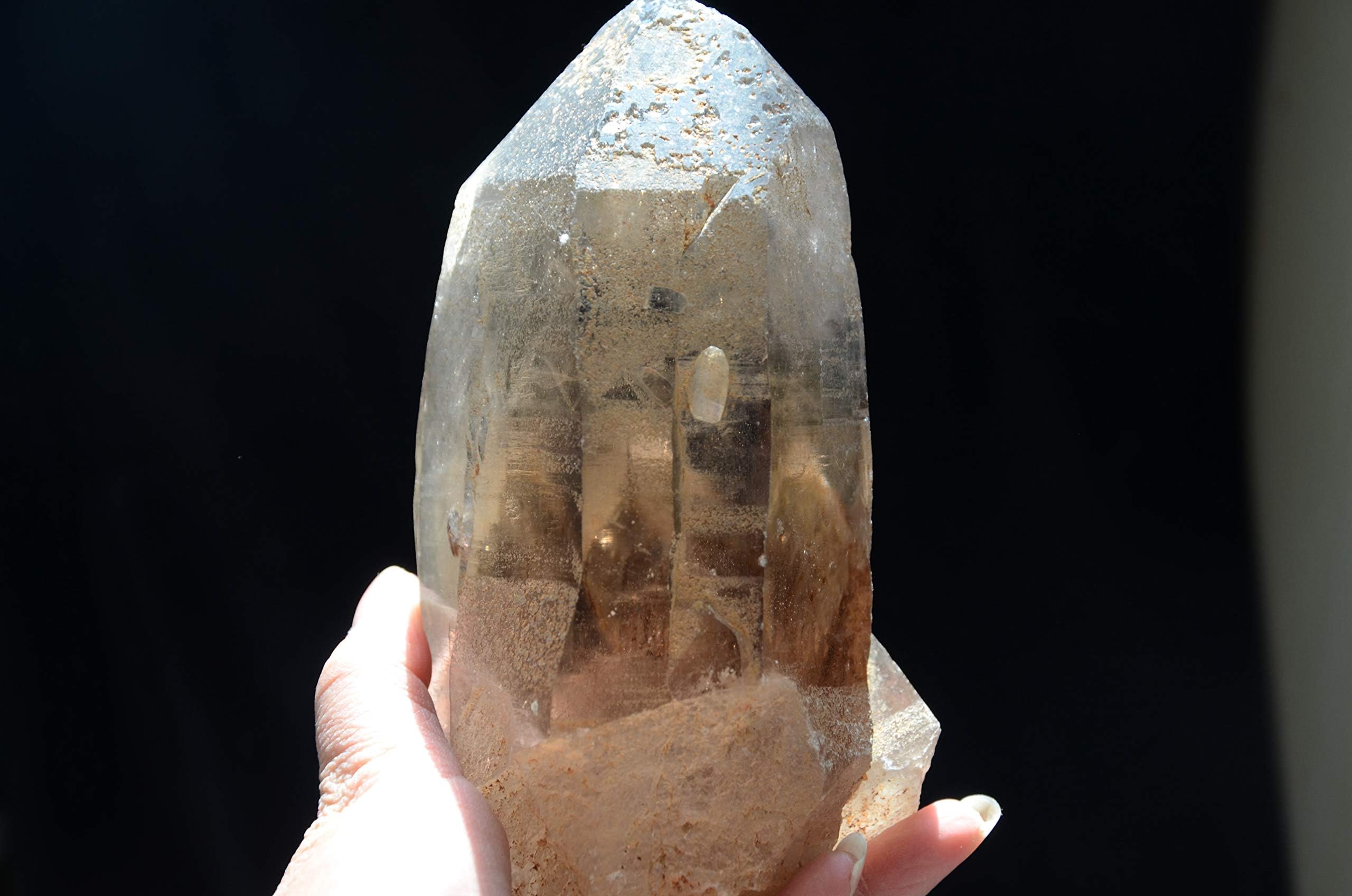 Real Tibet Himalayan High Altitude Clear Lemurian Seed Smoky Crystal Quartz Gem 6.49 Inch Spiritual Reiki Healing