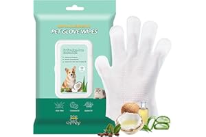 CHPPEY Pet Cleaning and Deodorizing Bathing Grooming Glove Wipes for Dogs and Cats, Extra Thick Nourish Fur No-Rinse Grooming Wipes for Daily Care and Travel, Hypoallergenic, 10 pcs