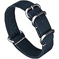 Benchmark Leather Watch Band - Crazy Horse Oiled Leather One-Piece Military Watch Strap - Brushed Stainless-Steel Zulu Style Hardware - 18mm, 20mm, 22mm or 24mm Widths