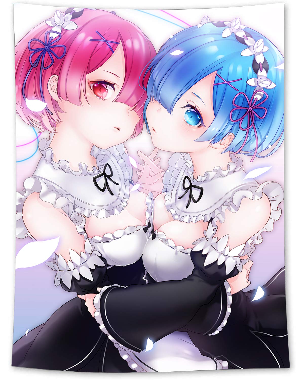 Simsant Anime Japanese Animation Tapestry Wall Hanging Re Life in a Different World From Zero Haiso Maid Ram Rem Blanket Backdrop for Bedroom Living Room Dorm Dormitory Wall Decor 40x60 Inch SILS964