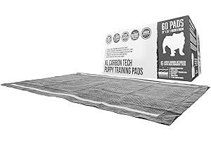 BULLDOGOLOGY Bulldoglogy Carbon Black Puppy Pee Pads with Adhesive Sticky Tape - Extra Large Charcoal Housebreaking Dog Training Wee Pads (24x35) (60-Count, Black)