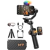 Hohem iSteady M7 Smartphone Gimbal Stabilizer, AI Tracking Sensor with Fill Light, 1.4" Detachable Touchscreen Remote Control