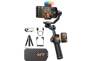 Hohem iSteady M7 Smartphone Gimbal Stabilizer, AI Tracking Sensor with Fill Light, 1.4" Full Color Detachable Touchscreen Remote Control, Built-in Extension Rod, 3-axis Phone Gimbal for iPhone Android
