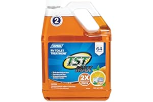 Camco TST MAX RV Toilet Treatment 1-Gallon - Control Unwanted RV Sewer Odors & Break Down Waste and RV Toilet Paper - Biodegradable Septic Safe Formula - Orange Scent (41173)
