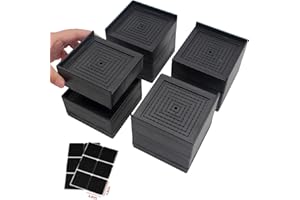 MQUPIN Furniture and Bed Risers Heavy-Duty Stackable Square Stand Adjustable 1.57 inch or 3 Inches Height for Appliances Sofa