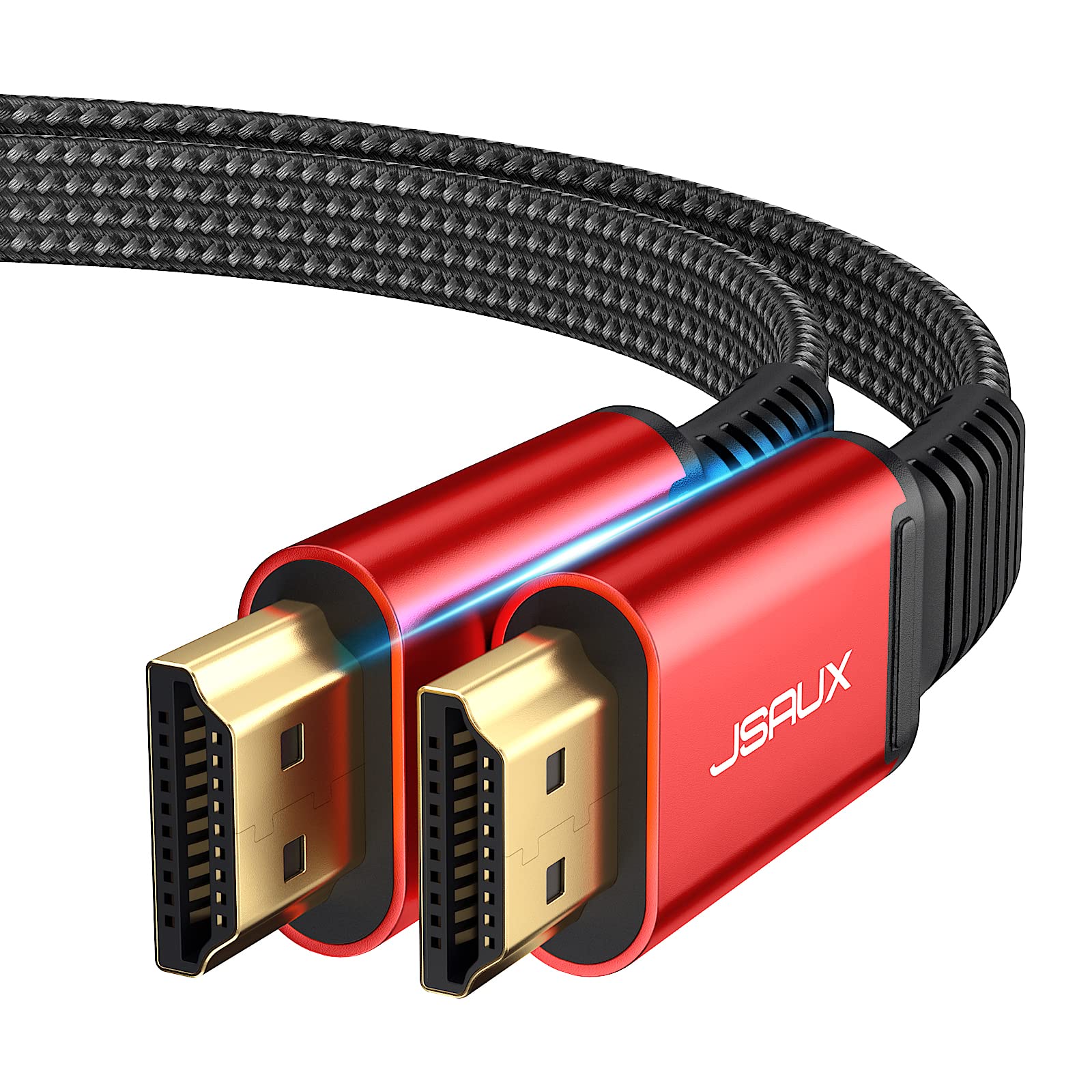 JSAUX 4K HDMI Cable 2M, Flat HDMI 2.0 Cable Ultra High Speed 18Gbps Thin Lead Support 3D, UHD 4K@60Hz, 2160P, HD 1080P Video, Ethernet Compatible with Fire TV, HDTV, Apple TV, PlayStation PS4/3 -Red