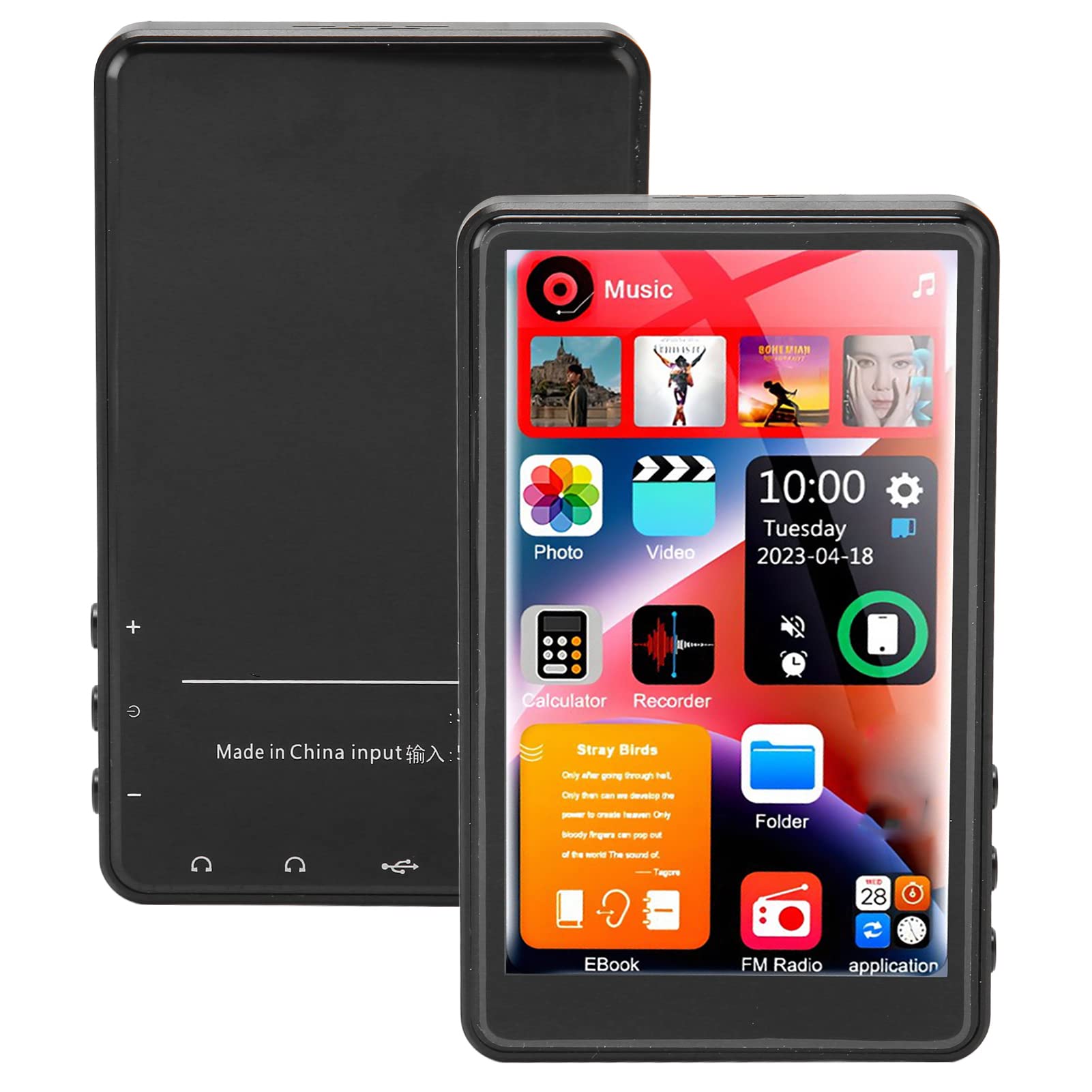 X20 Touch Screen MP3 Player Bluetooth5.0 HiFi Sound 16GB 256GB for FM Radio Electric Book (Black)