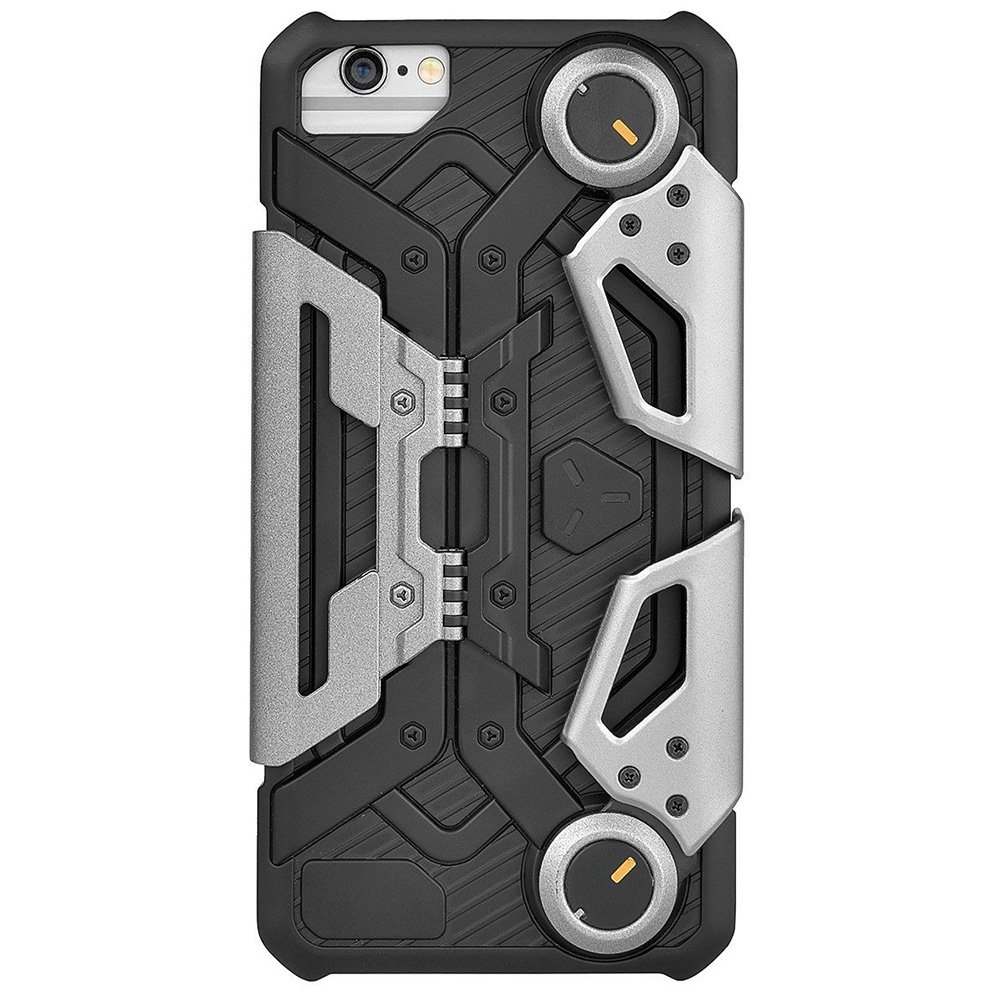iPhone 7 Plus, iPhone 8 Plus Case with Kickstand for Gaming - Hcman Shock Proof Protective Case, Phone holder with Foldable Joystick Case for iPhone 6 Plus / 6s Plus Gray