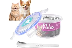 REFLYING Canned Cat Food Storage Lids,Reusable Airtight Can Cover Pet Food Sealer - Keeps Cat Food Storage Can Fresh, Cat Food Container Eliminates Odor, Easy To Use With SUS 304 Spoon,Can Opener