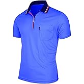 BCPOLO Zip Polo Shirt Athletic Short Sleeve Dri Fit Zip Polo Shirt