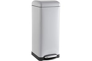 happimess HPM1007C Betty Retro 8-Gallon Step-Open Trash Can with Soft-Close Lid, Fingerprint Resistant, Modern, Minimalistic for Home, Kitchen, Laundry Room, Office, Bedroom, Bathroom, Gray