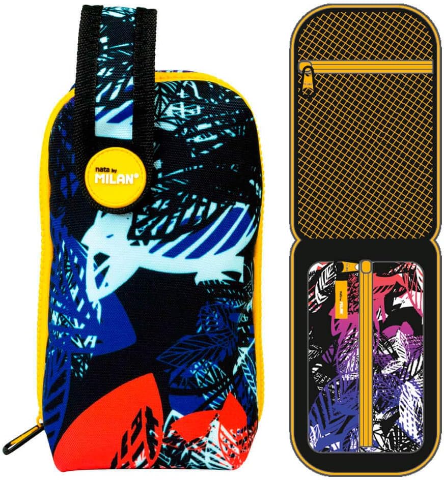 Milan Kit Un Estuche Con Contenido Jungle Pencil Cases, 19 cm, Black (Negro Y Amarillo), Black (Black Y Amarillo), 19 centimeters