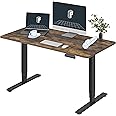 FLEXISPOT E6 Essential 3 Stages Dual Motor Electric Standing Desk 55x28 Inch Whole-Piece Board Height Adjustable Electric Sit Stand Desk(Black Frame + Special Walnut Desktop, 2 Packages)