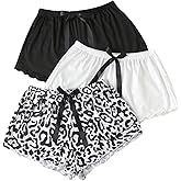 GORGLITTER Women's 3 Pack Pajama Shorts Plaid Gingham Checkered Cute Comfy Christmas Sleep Pj Shorts