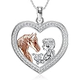 Gemtailor Horse Pendant Necklace Jewelry 925 Sterling Silver Heart Pendant Gift For Women Horse Lover