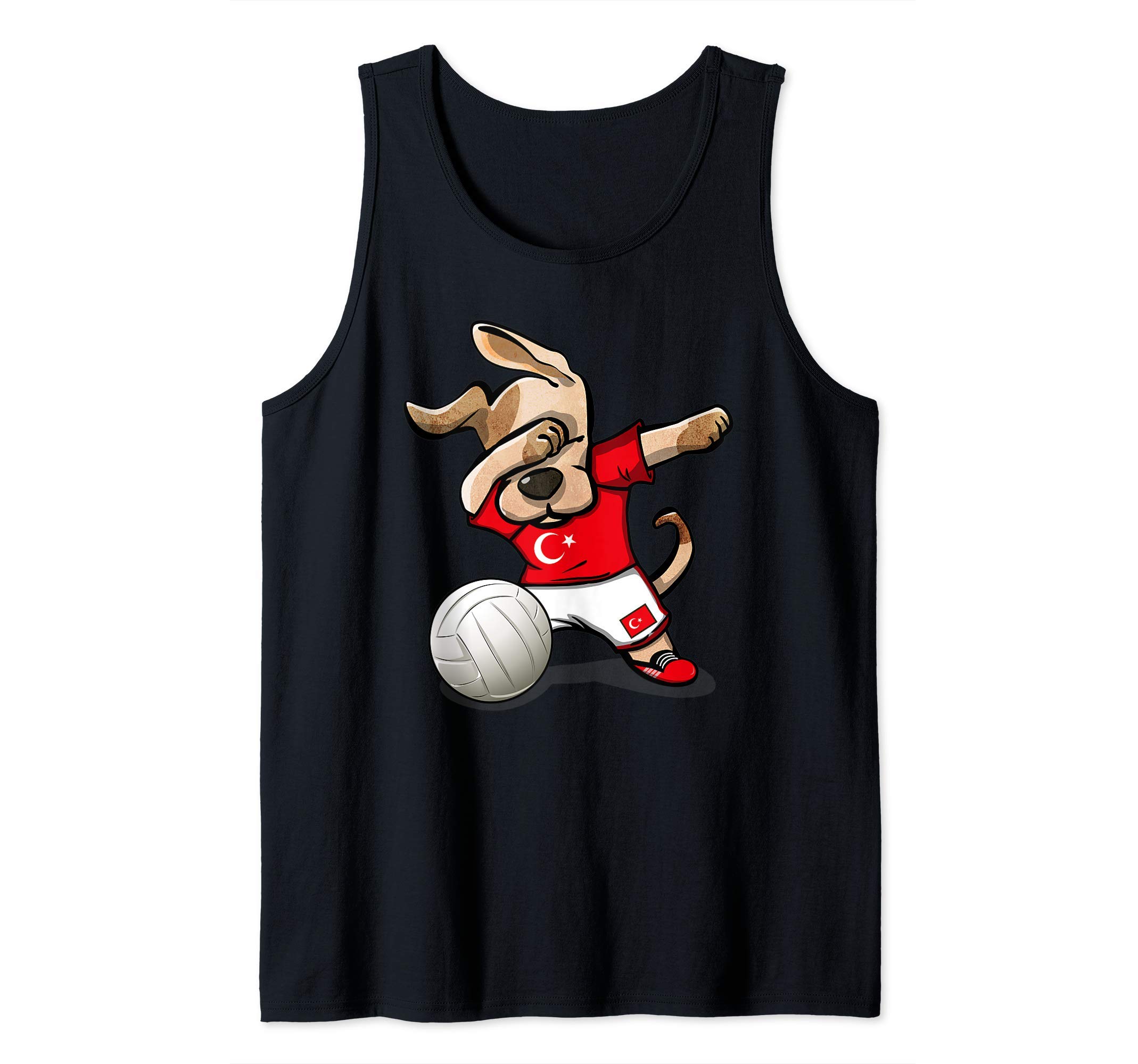 Dabbing Dog Proud Turkey Volleyball Lovers - Turkish Flag Tank Top