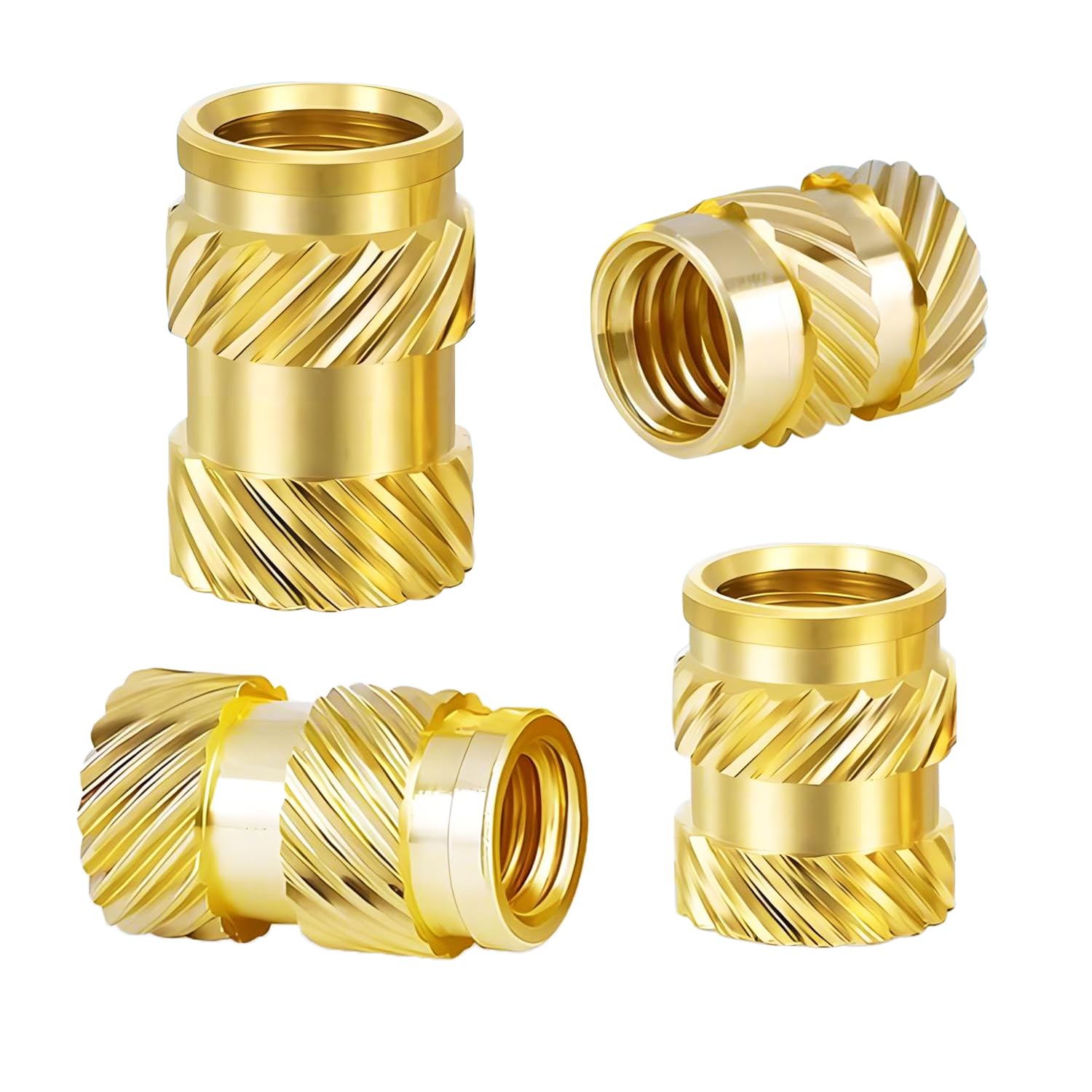 Qrity 100 Pcs Brass Knurled Nut, M3 Threaded Inserts, 3D Printing Brass Nuts, Knurleds Thread Press-in Nuts for Parts Plastic Shell, M3x5mmx5mm