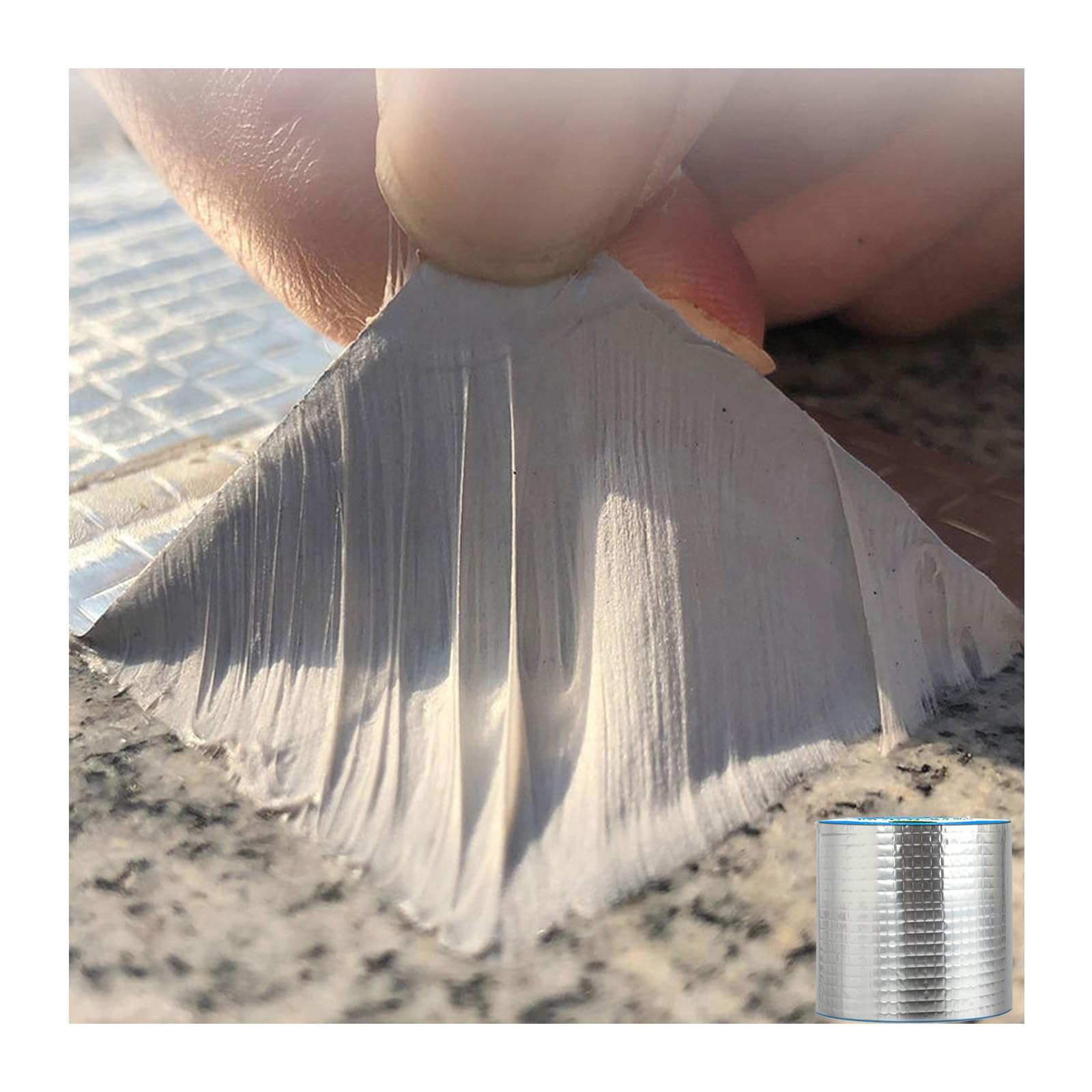 Butyl Tape Waterproof Tape, Aluminum Foil Butyl Seal Tape for Leakage, Butyl Rubber Tape for Reapring for Boat, Pipe Sealing, Roof Crack, RV, Awning, Window Sealing - 10cm x 5m