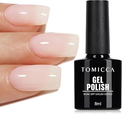 TOMICCA Milky White UV LED Gel Polish 8ml for French Nail Design, Soak-Off