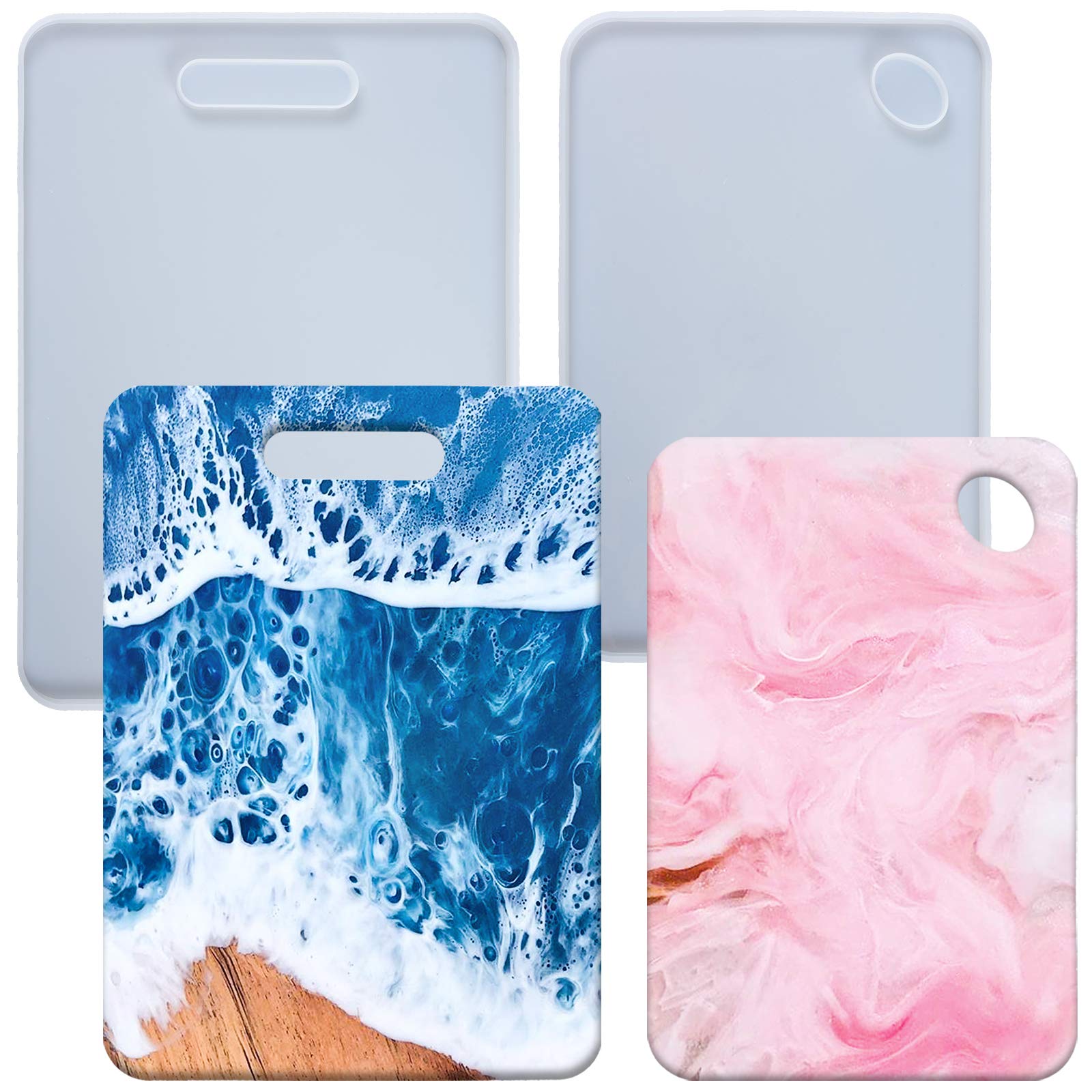 Rectangle Cutting Board Epoxy Resin Silicone Moulds with Hanging Holes for Cheese Serving Tray Platter Concrete Cement Polymer Clay 13inch