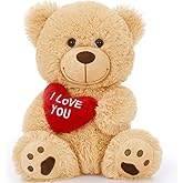 MaoGoLan Small Teddy Bear with Red Heart, 12" I Love You Valentines Teddy Bear Stuffed Animal,Velvet Red Heart Bear Gift for Kids,Girlfriend,Wife