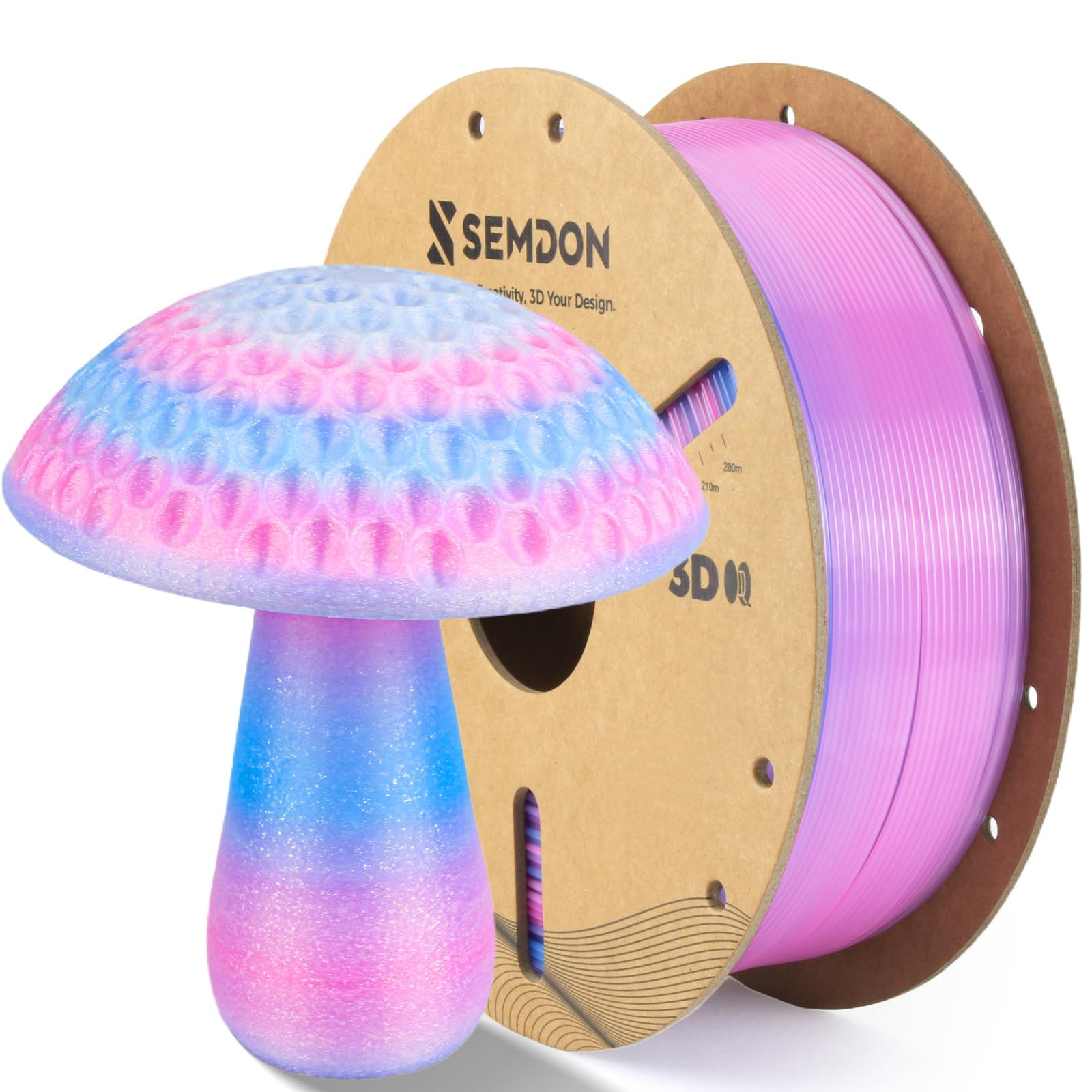 Photo 1 of PLA Filament 1.75mm, Translucent Iridescent 1KG Spool - Crystal Rainbow Blue Red Gradient, SEMDON Anti-Warp & Anti-Clog, ±0.02mm for Ender 3, CR-10, Lithophane Prints