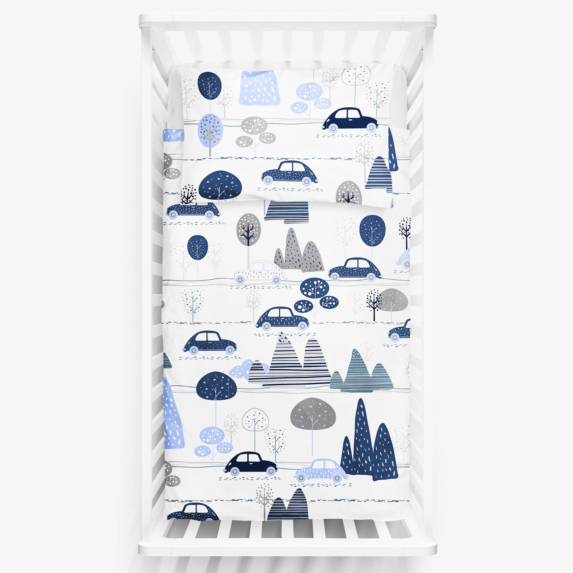 2 Piece Baby Kids Bedding Set 120x90 cm Duvet Cover & Pillowcase for Toddler Cot 12M+ (Cars) — image 1