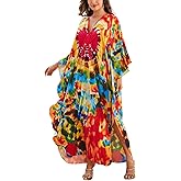 KECVOT Kaftan Dresses for Women Plus Size Batwing Sleeve Caftans Long Bathing Suit Cover Up Maxi Beach Dress Loungewear