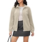 Casly Lamiit Women's Corduroy Jacket Fall Casual Zip Up Lapel Coat Trendy Winter Barn Jackets