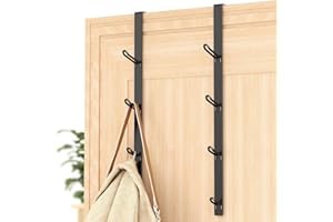 niffgaff Heavy Duty Over The Door Hooks, Space-Saving Vertical Door Hanger for Towels, Coats, and Accessories – 2 PCS, Matte Black