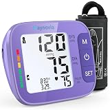 Maynovia Upper Arm Blood Pressure Monitor with Wide Cuff, Automatic Digital BP Machine for Home Use, Large Backlit Display, Irregular Heartbeat Detection, Includes Storage Bag & 2×60 Memory (Purple)