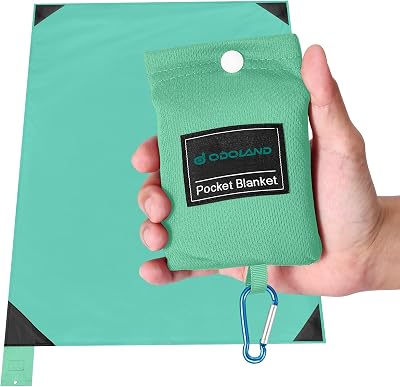 Odoland Outdoor Pocket Travel Blanket Beach Mat Waterproof Sand Proof 63x43